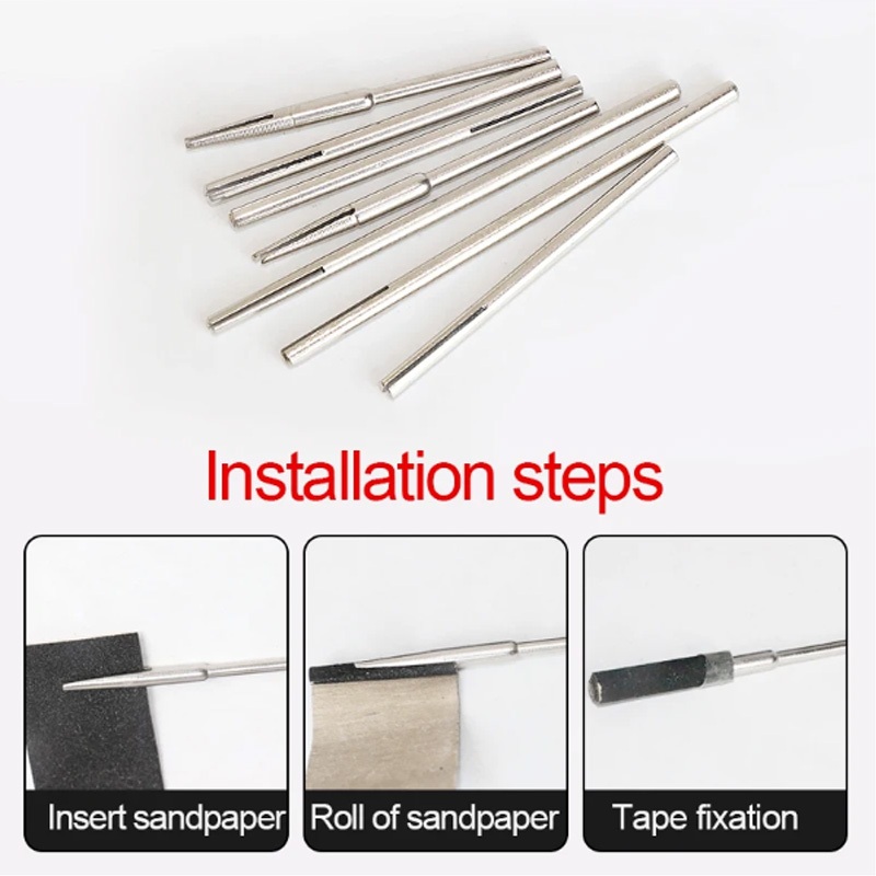 5 / 10 Cái 2,35 / 3mm Chân Giấy Nhám Kẹp Chia Mandrels Dài Mài Mòn Giá Đỡ Kẹp Thanh Khắc Điểm Cho Dremel Máy Xay Quay