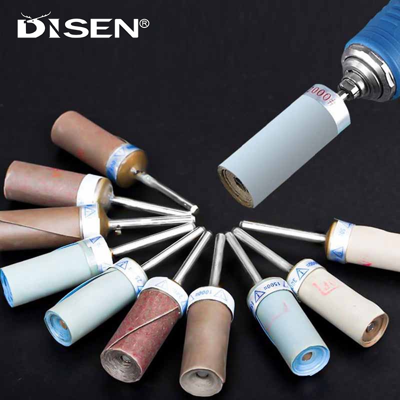2 Chiếc Giấy Nhám Dính Đầu Mài 180-10000 Grit Cát Giấy Thanh 2.35mm Chân Giấy Nhám Hình Trụ Thanh Để Trang Sức Đánh Bóng