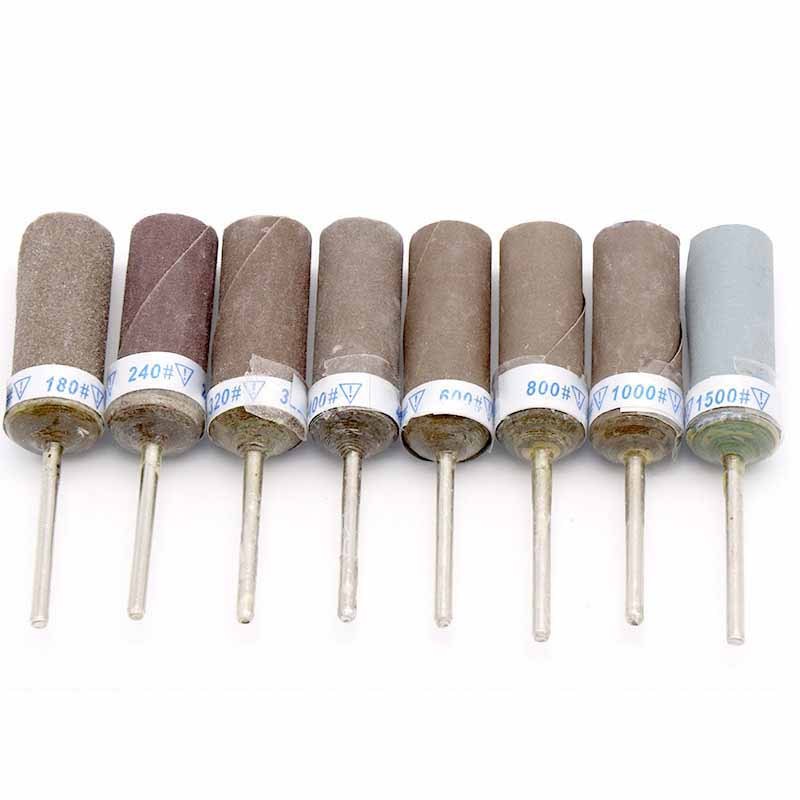 2 Chiếc Giấy Nhám Dính Đầu Mài 180-10000 Grit Cát Giấy Thanh 2.35mm Chân Giấy Nhám Hình Trụ Thanh Để Trang Sức Đánh Bóng