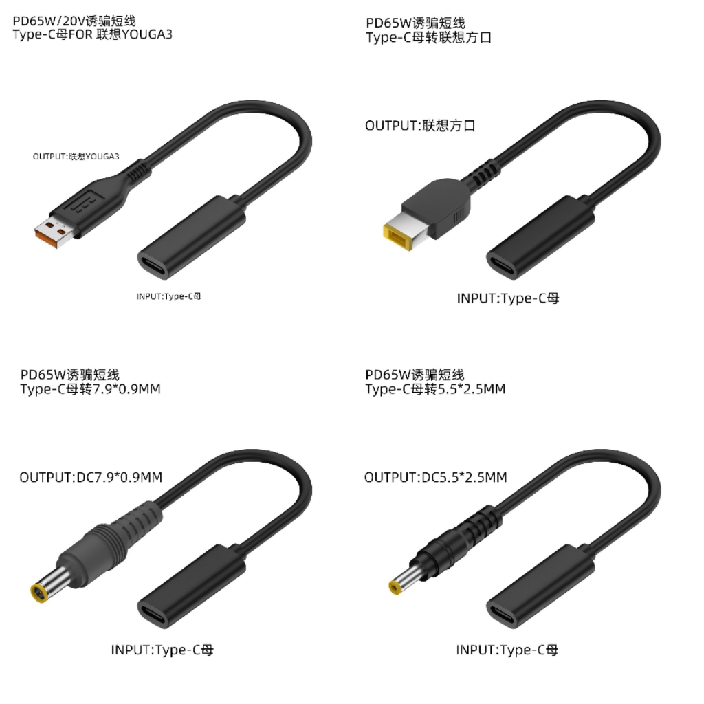 140W 100W 65W USB đa năng Type-C PD sang 4.0 * 1.7 5.5 * 2.5 11.0 * 4.5 Đầu nối DC hình bát giác Cắm Bộ chuyển đổi Cáp cho Lenovo ideapad Thinkpad YOGA 4Pro Dây nguồn sạc