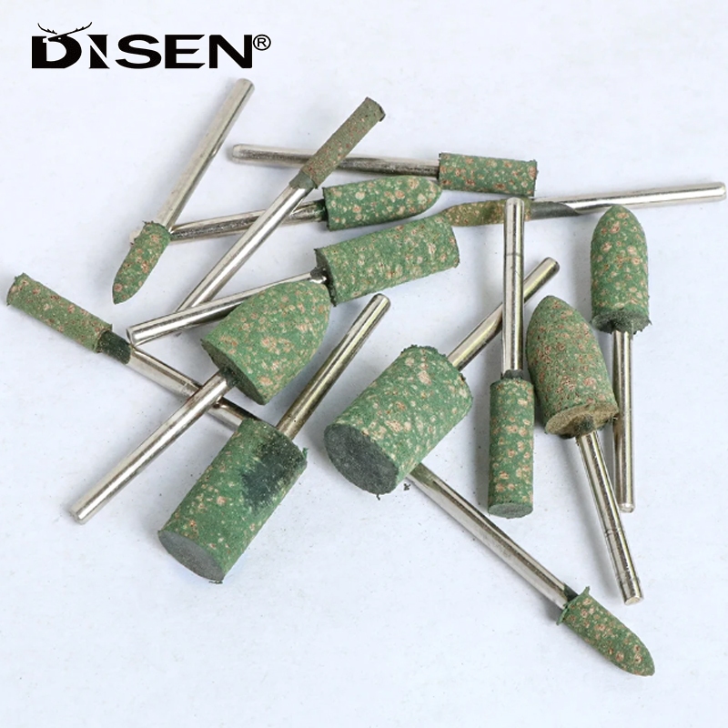 10 Chiếc Mè Gắn Cao Su Mài Bánh Xe Đánh Bóng Burr Khuôn Kim Loại Đá Dụng Cụ Xoay 2.35 / 3 Mm Shank