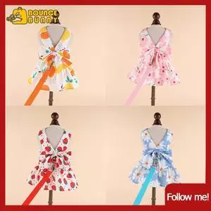 Quần áo cho chó cưng Mùa xuân xuân mùa hè váy mỏng có dây xích Chó nhỏ mèo Teddy Bichon Pomeranian