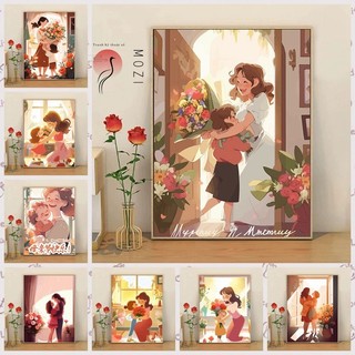 MOZI✨30 * 40cm / 40 * 50cm Ngày của Mẹ tranh tô màu theo số tranh số hóa tranh sơn dầu số hoá sơn acrylic  Ngày Của Mẹ DIY Kỹ Thuật Số Tranh Sơn Dầu Handmade Quà Tặng Tranh Vẽ Tay Làm Đầy Tranh Kỹ Thuật Số Tranh Vẽ Tay Màu Sơn Dầu Acrylic Trang Trí