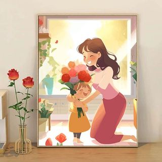 MOZI✨30 * 40cm / 40 * 50cm Ngày của Mẹ tranh tô màu theo số tranh số hóa tranh sơn dầu số hoá sơn acrylic  Ngày Của Mẹ DIY Kỹ Thuật Số Tranh Sơn Dầu Handmade Quà Tặng Tranh Vẽ Tay Làm Đầy Tranh Kỹ Thuật Số Tranh Vẽ Tay Màu Sơn Dầu Acrylic Trang Trí