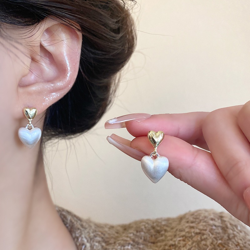 Bạc 925 Kim Ánh Sáng Sang Trọng Niche Bông Tai Tình Yêu Cao Cấp Cho Nữ Tính Khí Hình Trái Tim Đinh tán