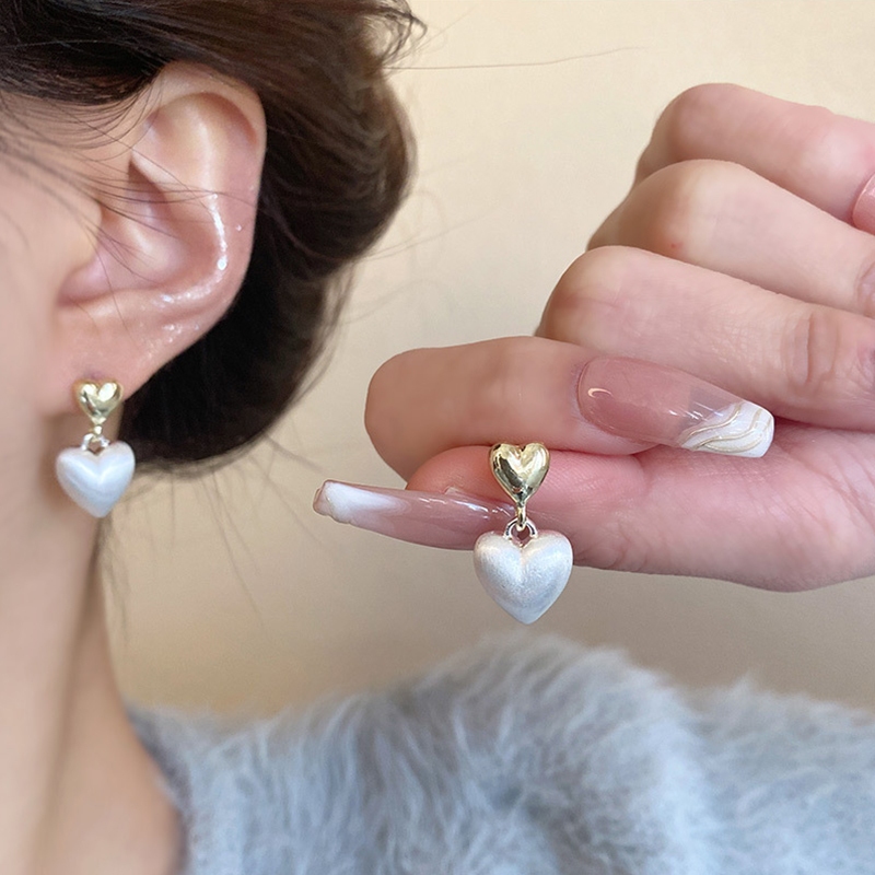 Bạc 925 Kim Ánh Sáng Sang Trọng Niche Bông Tai Tình Yêu Cao Cấp Cho Nữ Tính Khí Hình Trái Tim Đinh tán