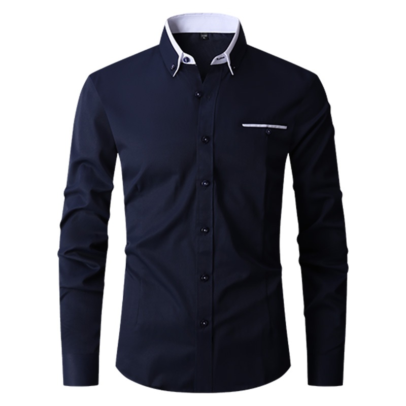 Áo sơ mi nam dài tay màu trắng Áo sơ mi Cotton giản dị Áo sơ mi công sở trang trọng Size M-5XL