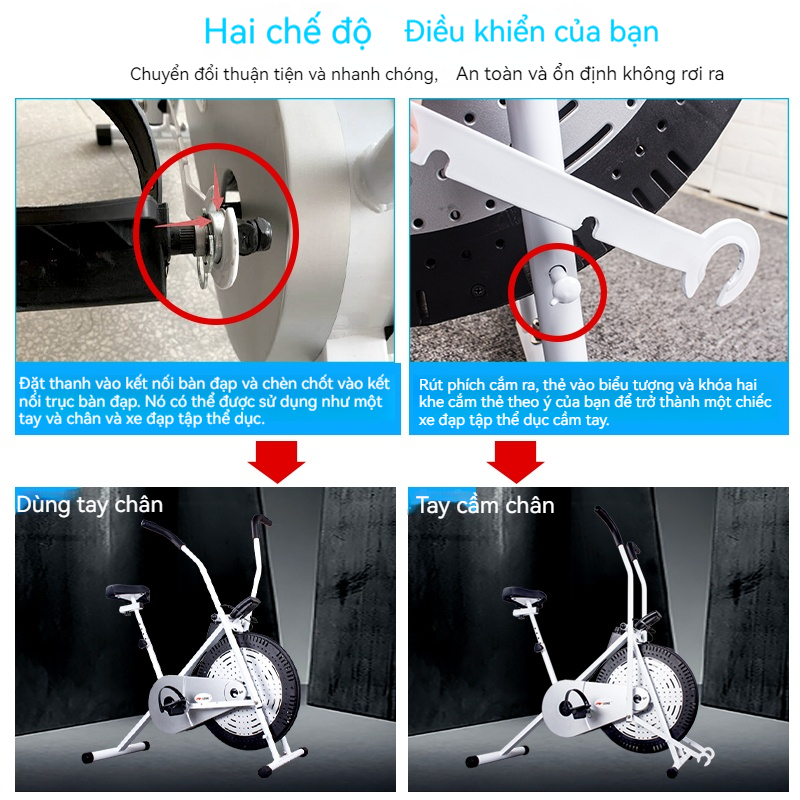 Xe đạp tập thể dục kết hợp tay chân elliptical bike có tay cầm cảm
