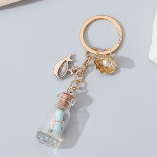 Đại Dương Trôi Chai Vỏ Sao Biển Móc Khóa Động Vật Biển Vòng Chìa Khóa Dành Cho Nữ Handmade Bộ Trang Sức Quà Tặng
