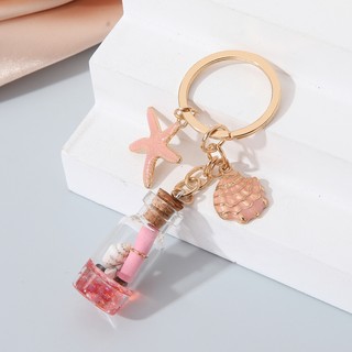 Đại Dương Trôi Chai Vỏ Sao Biển Móc Khóa Động Vật Biển Vòng Chìa Khóa Dành Cho Nữ Handmade Bộ Trang Sức Quà Tặng