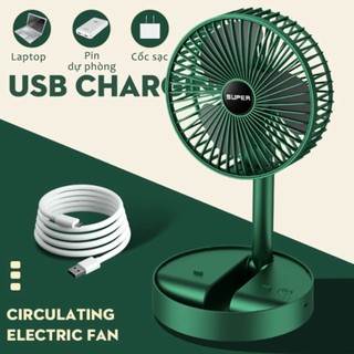 Quạt Tích Điện Để Bàn Mini Gấp Gọn 3 Tốc Độ Gió Xoay 360 Độ Cổng Sạc USB Tiện Dụng Dung Lượng Pin Lớn Mini Folding Electric Desk Fan【Chiosala12】