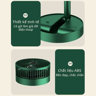Quạt Tích Điện Để Bàn Mini Gấp Gọn 3 Tốc Độ Gió Xoay 360 Độ Cổng Sạc USB Tiện Dụng Dung Lượng Pin Lớn Mini Folding Electric Desk Fan【Chiosala12】