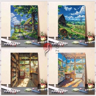 MOZI✨30 * 40cm / 40 * 50cm tranh tô màu theo số tranh số hóa tranh sơn dầu số hoáMùa Hè Kỹ Thuật Số Tranh Tự Làm Tranh Handmade Tô Màu Tranh Làm Đầy Tranh Vẽ Tay Chữa Bệnh Phong Cách ins Giá Trị Cao Phong Cách Trang Trí Phòng Khách Tranh