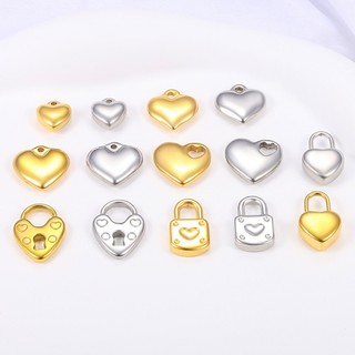 Mặt dây chuyền trái tim bằng thép không gỉ được đánh bóng bằng vàng 18K Phụ kiện hình tình yêu Vòng tay DIY Vòng cổ quyến rũ