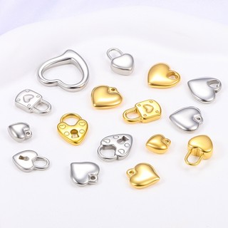 Mặt dây chuyền trái tim bằng thép không gỉ được đánh bóng bằng vàng 18K Phụ kiện hình tình yêu Vòng tay DIY Vòng cổ quyến rũ