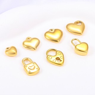 Mặt dây chuyền trái tim bằng thép không gỉ được đánh bóng bằng vàng 18K Phụ kiện hình tình yêu Vòng tay DIY Vòng cổ quyến rũ