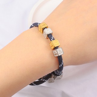 18K Vàng PVD Thép Không Gỉ Kỹ Thuật Số Vuông Qua Lỗ Hạt Phụ Kiện DIY Trang Sức Đính Hạt Vòng Cổ Vòng Tay Corroded Rời Hạt