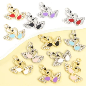 10 Chiếc Lãng Mạn Hông Thiên Nga Tạo Kiểu Men Quyến Rũ Với Kim Cương Giả Trang Trí Tinh Tế Cưới Phụ Kiện Trang Sức DIY Thời Trang Cặp Đôi Vòng Cổ Bông Tai Nhỏ Gọn Động Vật Mặt Dây Chuyền