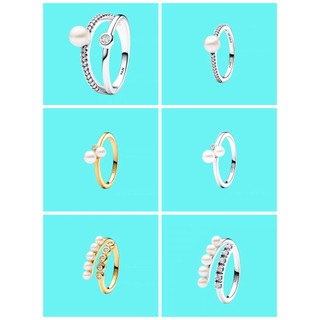 [2024 Mới Giảm Giá] 925 Pave Pearl Ôm Nhẫn Đôi Xếp Chồng Lấp Lánh Đen Lấp Lánh Nhẫn Vĩnh Cửu Nhẫn Nữ