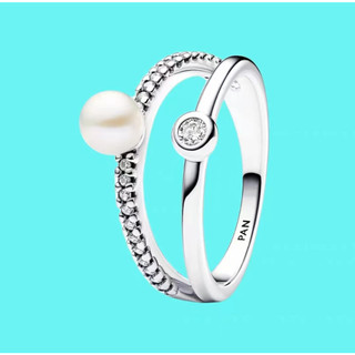 [2024 Mới Giảm Giá] 925 Pave Pearl Ôm Nhẫn Đôi Xếp Chồng Lấp Lánh Đen Lấp Lánh Nhẫn Vĩnh Cửu Nhẫn Nữ