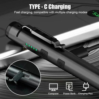 Đèn pin siêu sáng ngoài trời sạc lại, bút có con trỏ laser, tay cầm di động có từ tính và kẹp