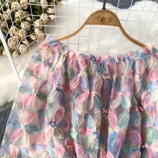 Phụ nữ thời trang mùa hè ngọt ngào khí chất sequin hoa voan áo sơ mi áo