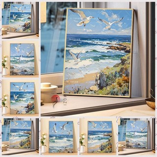 MOZI✨30 * 40cm / 40 * 50cm phong cảnh ven biển tranh tô màu theo số tranh số hóa tranh sơn dầu số hoá sơn acrylic Nhấp Nháy Sơn Dầu Kỹ Thuật Số Tranh Phong Cảnh Tự Làm Tô Màu Tranh Acrylic Tranh Vẽ Tay Tranh Sơn Dầu