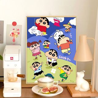 MOZI✨30 * 40cm / 40 * 50cm bút chì Shin chan tranh tô màu theo số tranh số hóa tranh sơn dầu số hoáTranh sơn dầu kỹ thuật số diy Làm đầy Tranh tô màu Tranh tay Tranh vẽ tay Tranh kỹ thuật số Hoạt hình Hoạt hình Sơn dầu Acrylic Tranh trang trí phòng ngủ