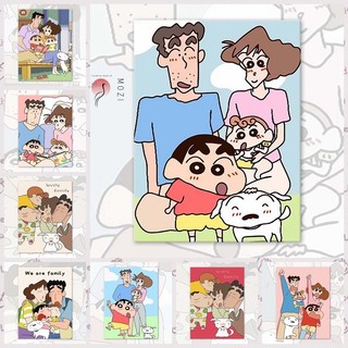 MOZI ✨30 * 40cm / 40 * 50cm bút chì Shin chan tranh tô màu theo số tranh số hóa tranh sơn dầu số hoá Tranh sơn dầu kỹ thuật số diy Tranh tô màu Tranh kỹ thuật số Tranh làm đầy chân dung gia đình Tranh hoạt hình Tranh vẽ tay Tranh Acrylic Tranh sơn dầu