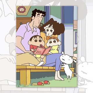 MOZI ✨30 * 40cm / 40 * 50cm bút chì Shin chan tranh tô màu theo số tranh số hóa tranh sơn dầu số hoá Tranh sơn dầu kỹ thuật số diy Tranh tô màu Tranh kỹ thuật số Tranh làm đầy chân dung gia đình Tranh hoạt hình Tranh vẽ tay Tranh Acrylic Tranh sơn dầu