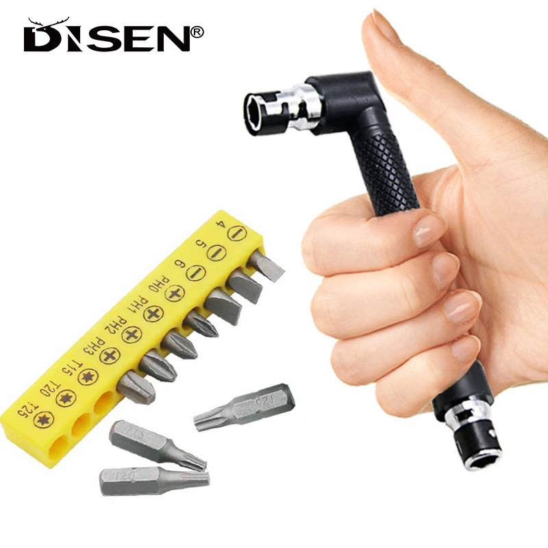 Hình chữ L 1 / 4 Mũi tuốc nơ vít lục giác 90 độ Tay cầm hai đầu màu đen Cờ lê 6.35mm 10 chiếc Bộ công cụ tuốc nơ vít
