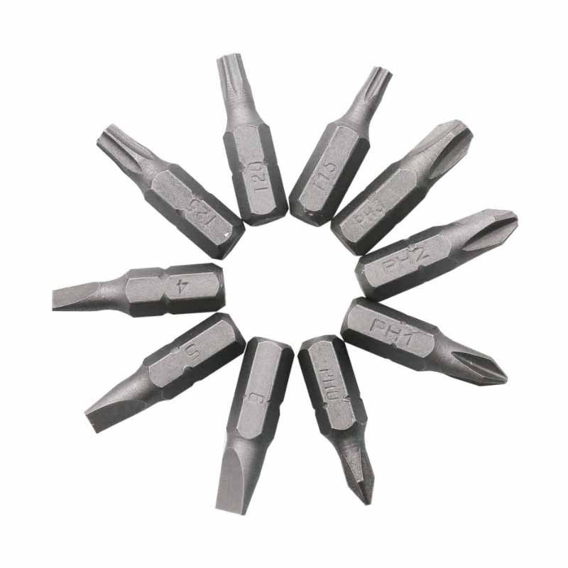 Hình chữ L 1 / 4 Mũi tuốc nơ vít lục giác 90 độ Tay cầm hai đầu màu đen Cờ lê 6.35mm 10 chiếc Bộ công cụ tuốc nơ vít