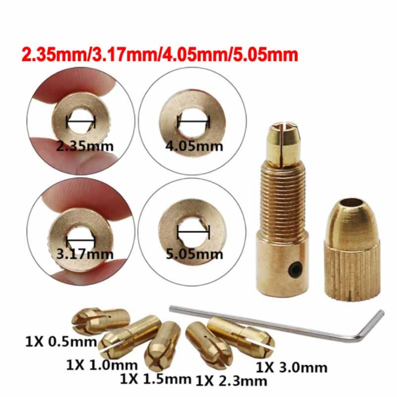 7 Cái / bộ 2 / 2,35 / 3.17 / 4.05 / 5.05 Mm Đồng Collet Mini Khoan Chucks Cho Động Cơ Điện Trục Mũi Khoan Dụng Cụ Khoan Chuck Adapter