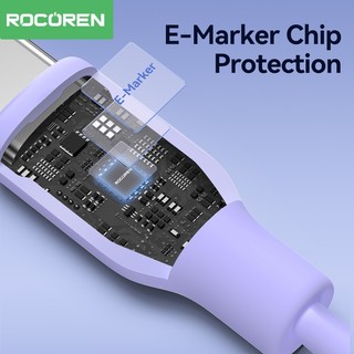 Cáp dữ liệu sạc nhanh Rocoren USB C 100W Type C sang Type C cho Samsung Huawei PD60W 100W USB Type C Cáp sạc nhanh Cáp silicon lỏng