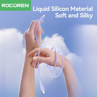 Cáp dữ liệu sạc nhanh Rocoren USB C 100W Type C sang Type C cho Samsung Huawei PD60W 100W USB Type C Cáp sạc nhanh Cáp silicon lỏng