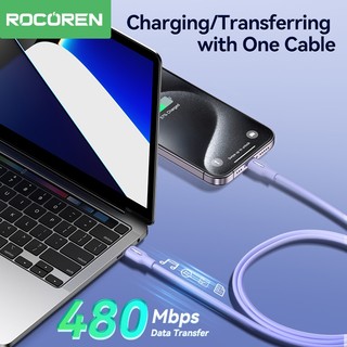Cáp dữ liệu sạc nhanh Rocoren USB C 100W Type C sang Type C cho Samsung Huawei PD60W 100W USB Type C Cáp sạc nhanh Cáp silicon lỏng