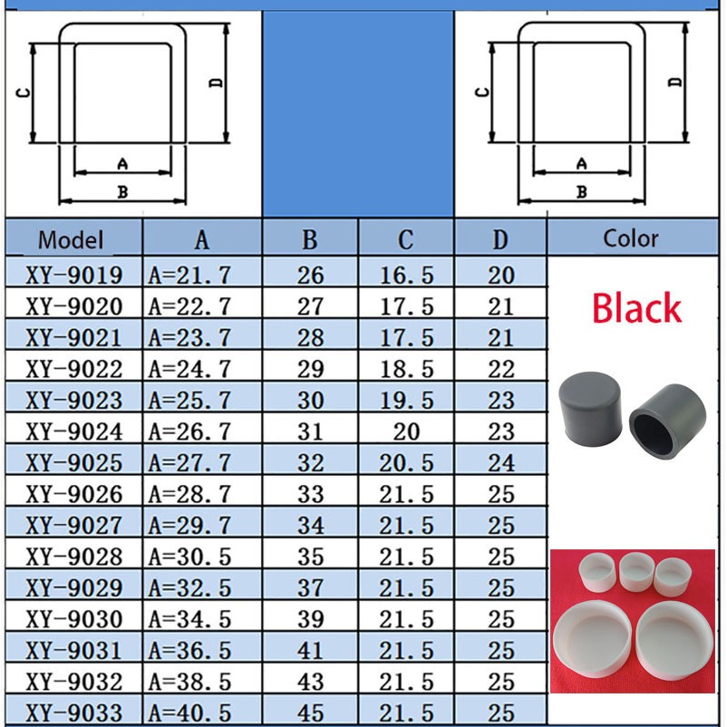Đầu Ống Thép Nắp Nắp Cao Su Tròn Mũ Chân Silicon Nữ Nắp Ống Tròn Chèn Nút Chặn Đen / Trắng 3mm-40.5mm