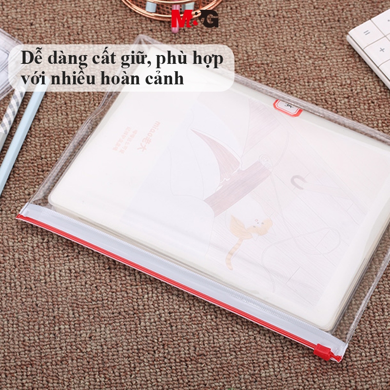Túi Zip Trong A5 M&G, Túi Đựng Bài Kiểm Tra Clear, Túi Đựng Tài Liệu Chống Nước, Chất Liệu PVC