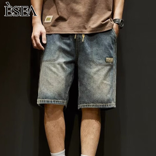 Quần short denim nam ESEA, quần short denim mùa hè unisex dáng rộng thời trang và phổ biến của Mỹ, có thể mặc cho cả nam và nữ
