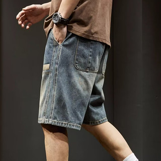 Quần short denim nam ESEA, quần short denim mùa hè unisex dáng rộng thời trang và phổ biến của Mỹ, có thể mặc cho cả nam và nữ
