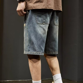 Quần short denim nam ESEA, quần short denim mùa hè unisex dáng rộng thời trang và phổ biến của Mỹ, có thể mặc cho cả nam và nữ