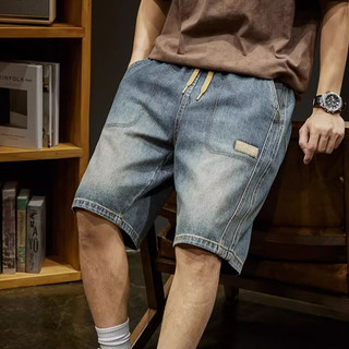 Quần short denim nam ESEA, quần short denim mùa hè unisex dáng rộng thời trang và phổ biến của Mỹ, có thể mặc cho cả nam và nữ