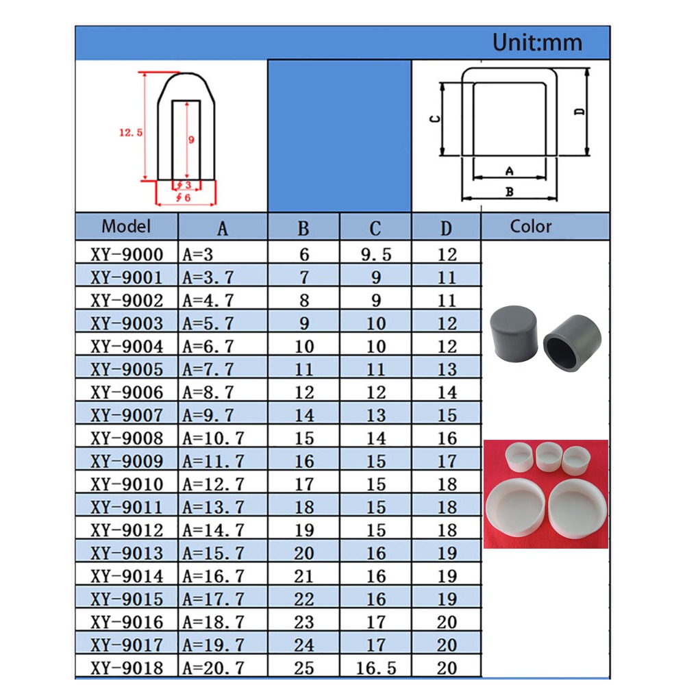Đầu Ống Thép Nắp Nắp Cao Su Tròn Mũ Chân Silicon Nữ Nắp Ống Tròn Chèn Nút Chặn Đen / Trắng 3mm-40.5mm