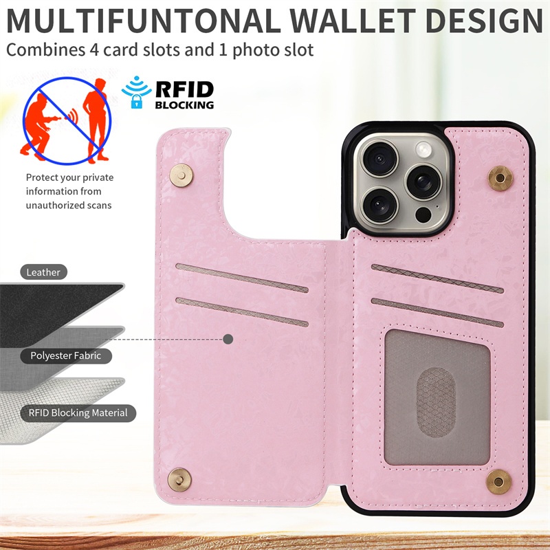 Da Mỹ In Retro Hoa Hồng Khe Cắm Thẻ Đứng Flip Back Cover Cho Iphone 15 14 12 13 11 Pro 7 8 Plus X Xr Xs Max Se 2 3 2020 Ví Chân Đế