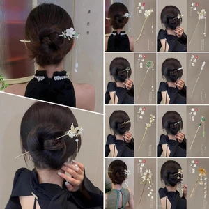 Kẹp tóc hoa sen pha lê phong cách nữ cổ xưa mới của Trung Quốc kẹp tóc đơn giản mới