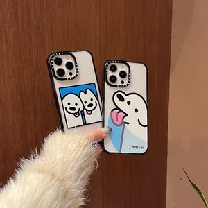 Ốp điện thoại hình chó dính lưỡi dễ thương cho iphone 16 Pro Max 15 Pro Max 15 Plus 14 Pro Max 14Plus i14 13 Pro Max i11 i13 13pro 12 Pro Max Acrylic Vỏ bảo vệ