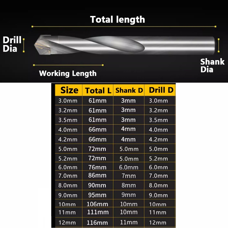 1 Máy Khoan Hợp Kim Carbide Thép Vonfram Xoắn Mũi Khoan Gỗ Kim Loại Lỗ Cắt Cho Máy Tiện CNC Dụng Cụ Khoan 3 ~ 12mm