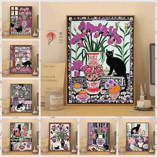MOZI✨30 * 40cm / 40 * 50cm Iris và mèo tranh tô màu theo số tranh số hóa tranh sơn dầu số hoá diy Tranh sơn dầu kỹ thuật số Tranh sơn dầu Vẽ tay Tranh tô màu Tranh kỹ thuật số Tranh làm đầy Tranh tô màu Tranh trang trí phòng ngủ
