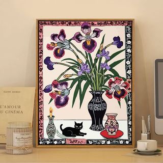 MOZI✨30 * 40cm / 40 * 50cm Iris và mèo tranh tô màu theo số tranh số hóa tranh sơn dầu số hoá diy Tranh sơn dầu kỹ thuật số Tranh sơn dầu Vẽ tay Tranh tô màu Tranh kỹ thuật số Tranh làm đầy Tranh tô màu Tranh trang trí phòng ngủ