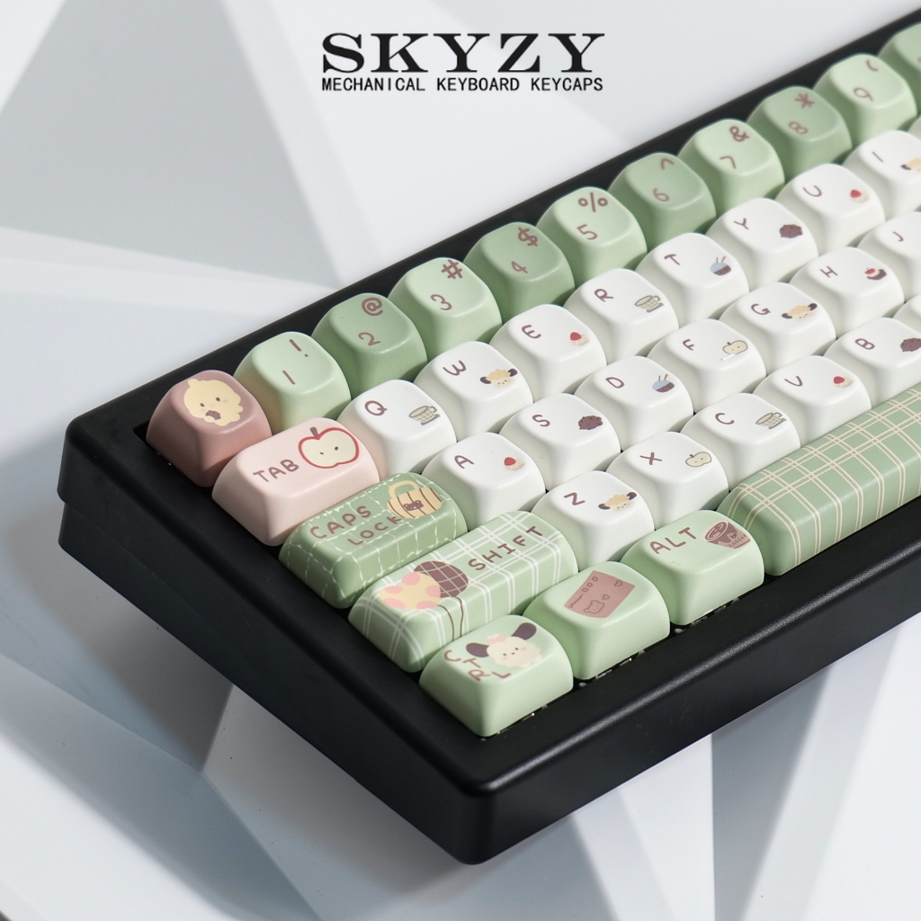 Rừng Chiều Trà Keycaps SOA Profile Dễ Thương Xanh PBT Dye Sub Bàn Phím ...